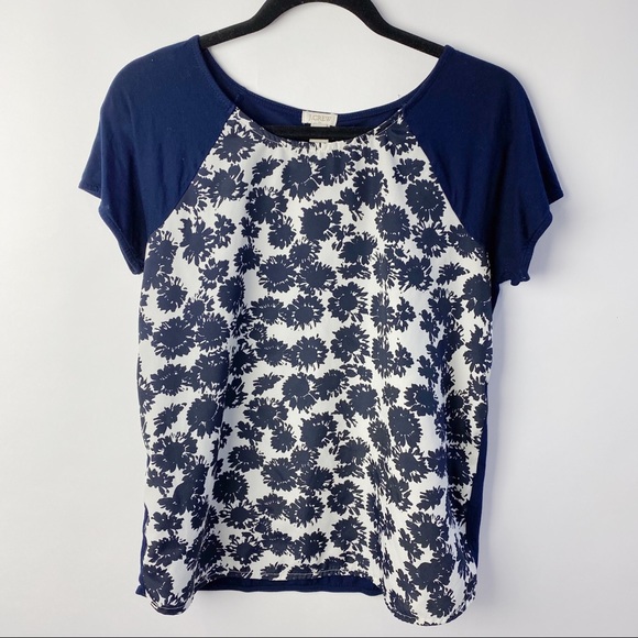 J. Crew floral Blue T shirt - Picture 1 of 3
